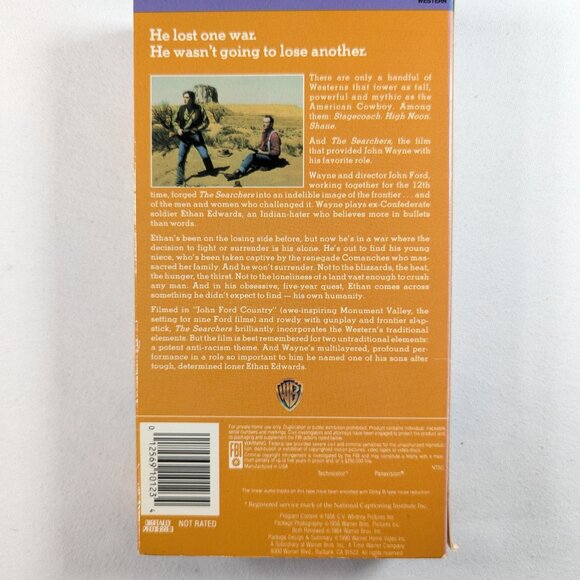 3/$15 Vintage VHS tape THE SEARCHERS with John Wayne, John Ford 1956 movie - Picture 3 of 4